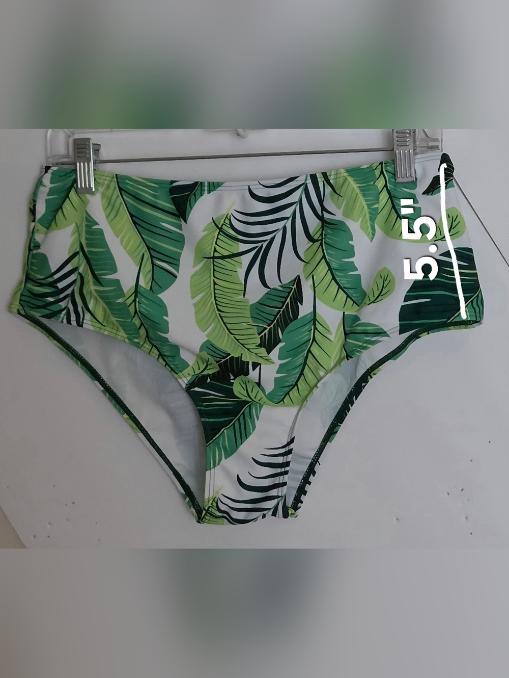 Tropical Leaf High-Waist Bikini Bottoms - Green (Sz. XL) - Picture 3 of 4